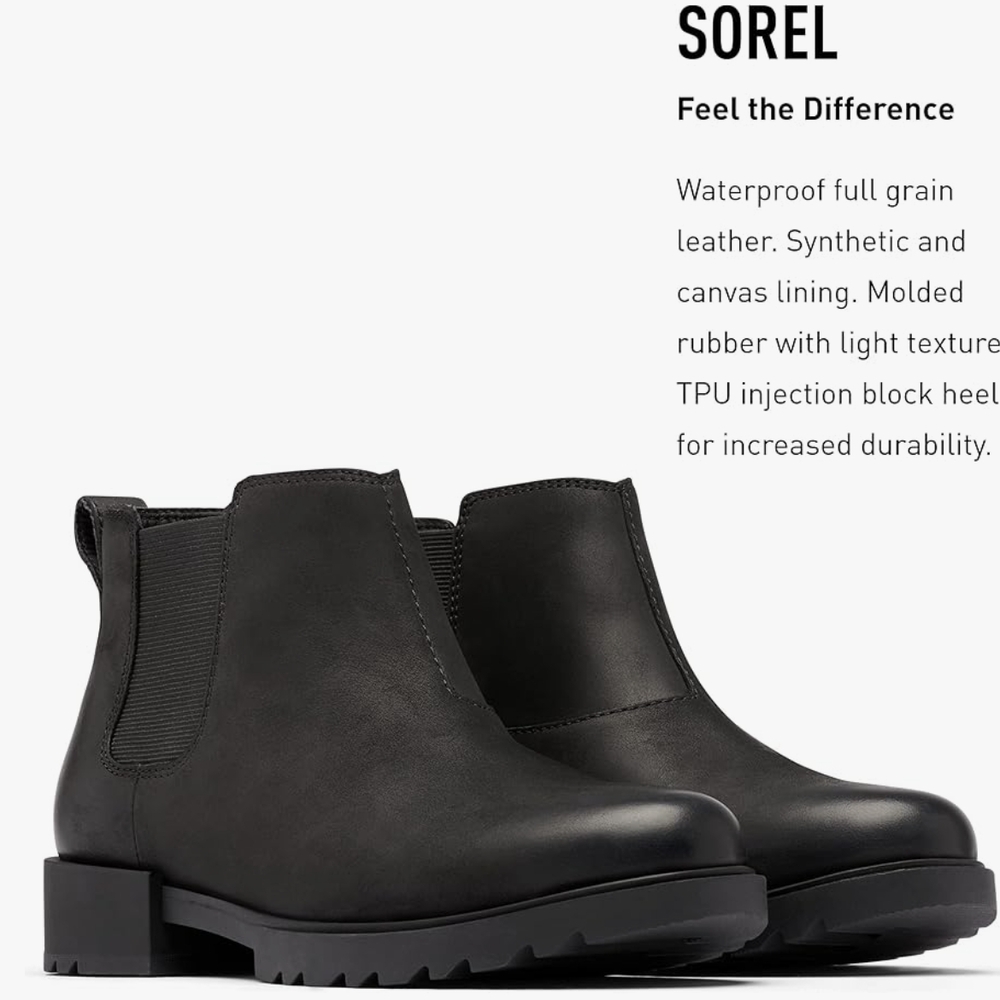 Sorel Black Leather Ankle Boots